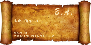 Bak Appia névjegykártya